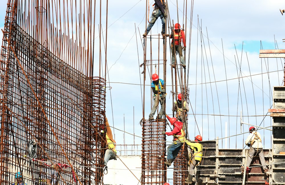 Contractors working on a building