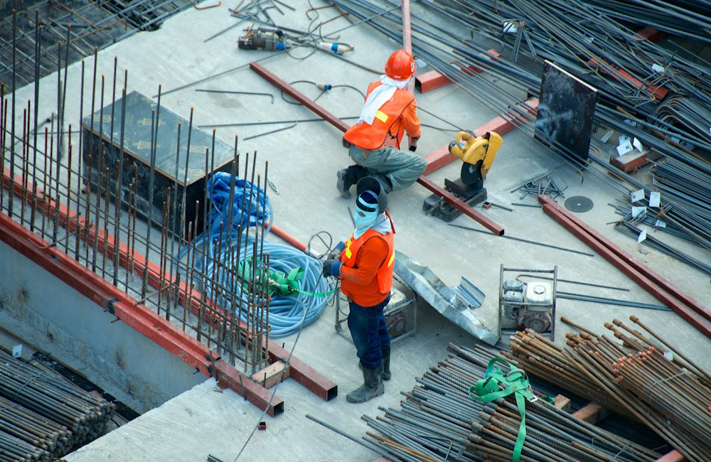 Two tradesmen at work